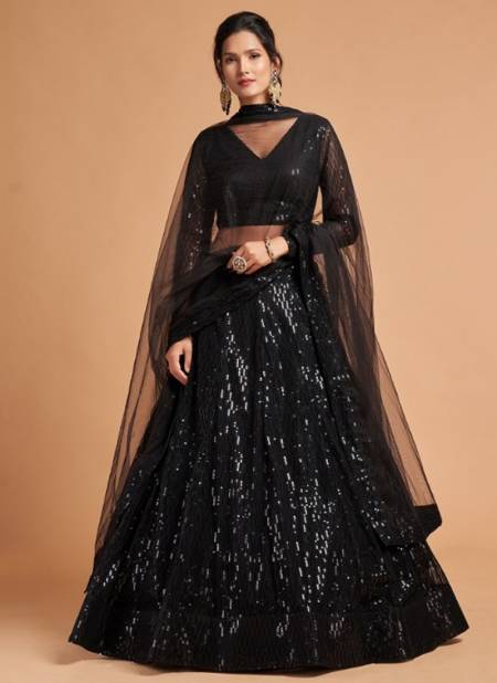 Black Romantic Vol 2 Zeel New Designer Party Wear Net Lehenga Choli Collection 7308